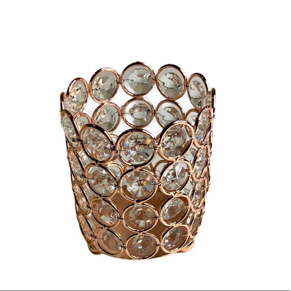 Blush/Rose Gold Tealight Crystal CandleHolder - Picture 4 of 8